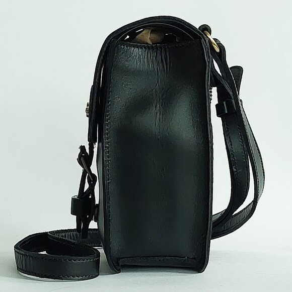 🦫🇨🇦Roots Vintage Rectangular Black Raw Leather Crossbody - Picture 5 of 11